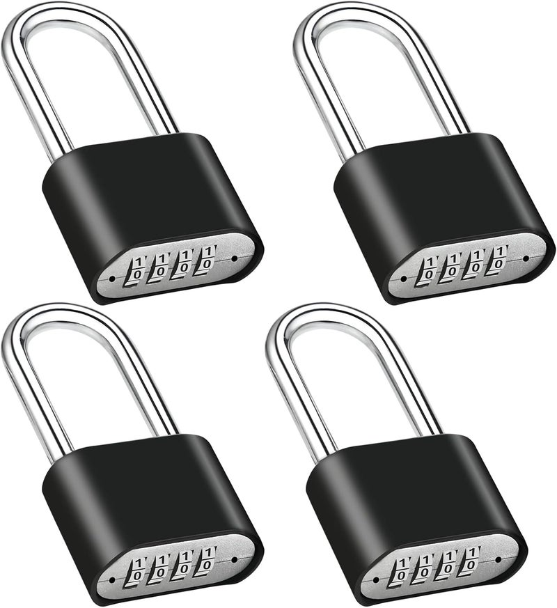 Faburo 4pcs Combination Lock, 4-Digit Heavy Duty Combo Lock, Combination Padlock Outdoor Waterproof Gate Locks for Outdoor Fence, Locker, Sheds, Gym, Gate Hasps(4pcs, Long Shackle) - Image 1